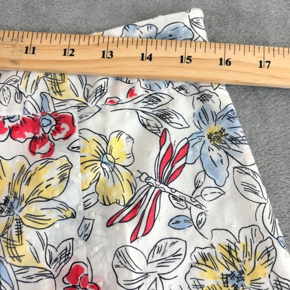 Talbots Womens 10 A Line Midi Skirt Floral Dragonfly Blue White Cottage Garden - Picture 7 of 12